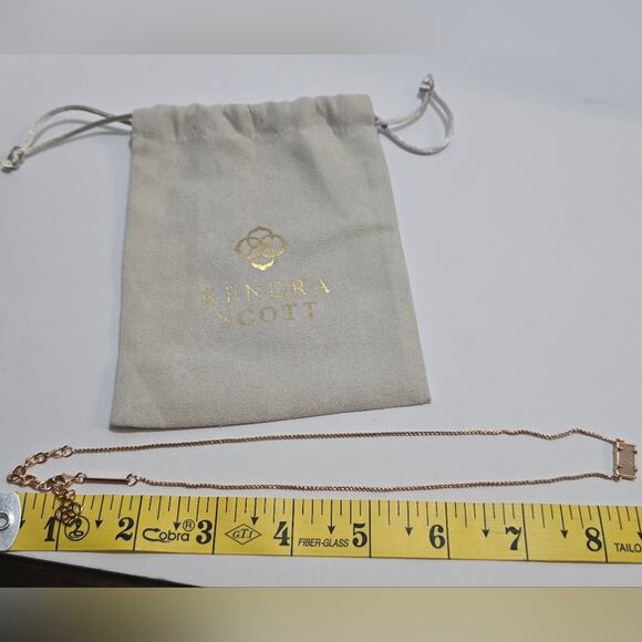 Kendra Scott Iridescent White Drusy and Rose Gold Bar Necklace - Picture 4 of 5